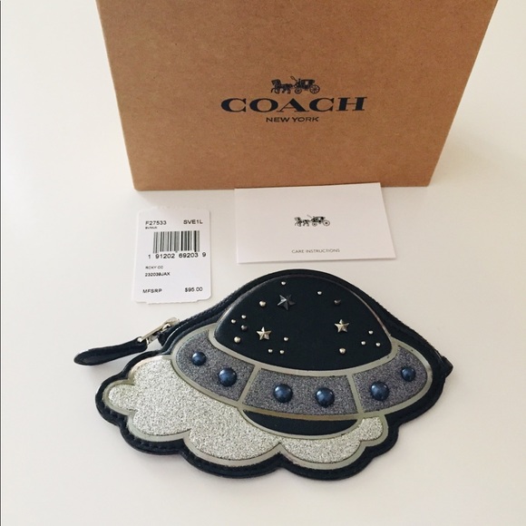 Coach UFO Alien Space Ship Coin Purse Wallet Studded Star Cloud Accessory - Picture 1 of 6